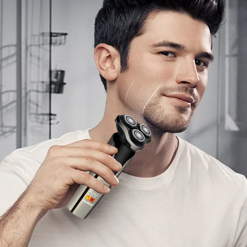 Men's Electric Shaver Wet Dry Shaver with 3-Blade Cutting System Reciprocating Waterproof Shaver Beard Trimmer USB Rechargeable