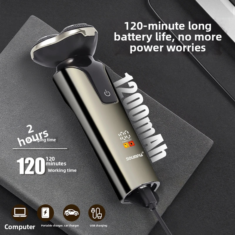 Men's Electric Shaver Wet Dry Shaver with 3-Blade Cutting System Reciprocating Waterproof Shaver Beard Trimmer USB Rechargeable